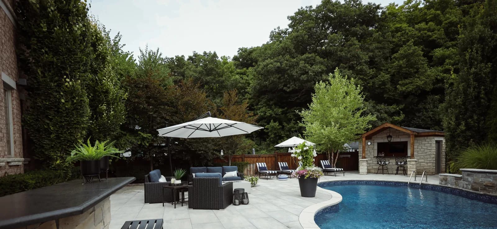 A finished pool landscape in the Greater Toronto Area